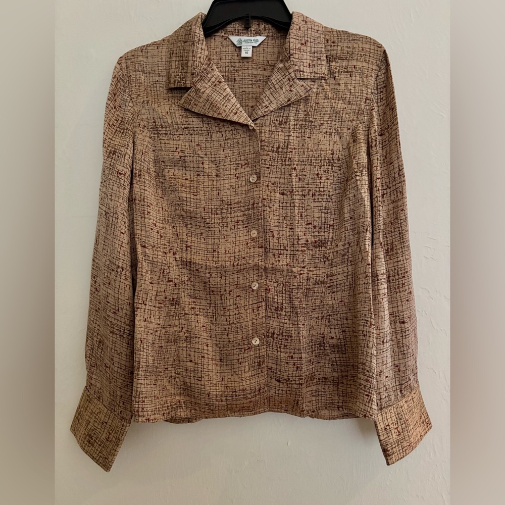 VTG Austin Reed Silk Button Down, Size 10